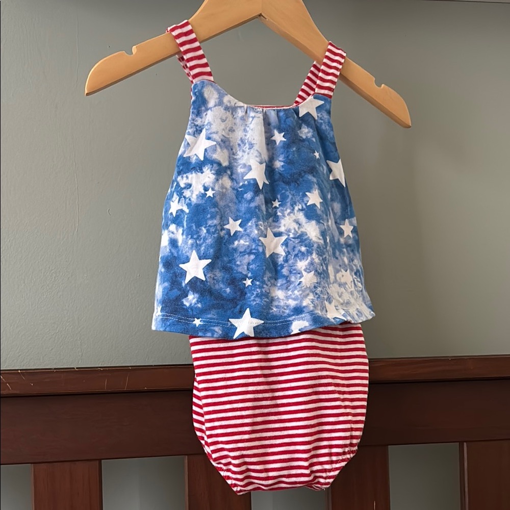 Cat & Jack Blue Star and Red Stripe Baby Outfit